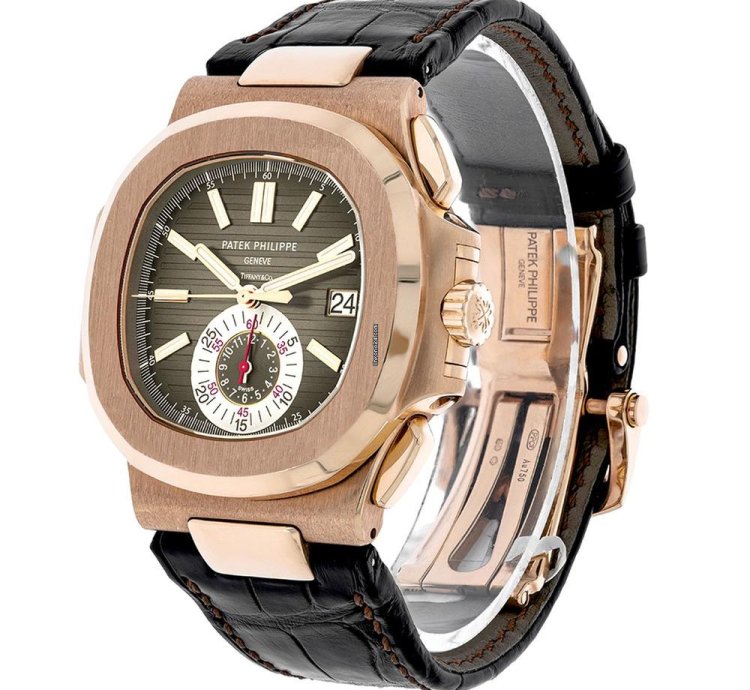 Patek Philippe Nautilus 5980r-001 Tiffany Stamp 18k Rose Gold Brown Index Dial 40 Mm