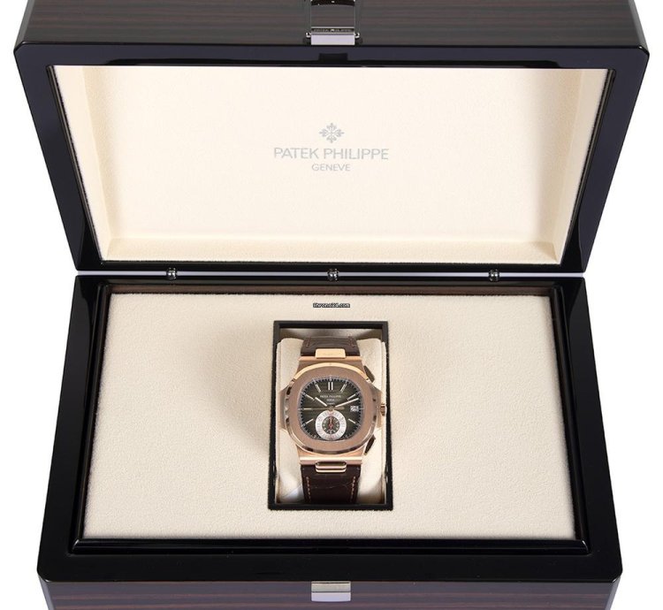 Patek Philippe Nautilus 5980r-001 Tiffany Stamp 18k Rose Gold Brown Index Dial 40 Mm