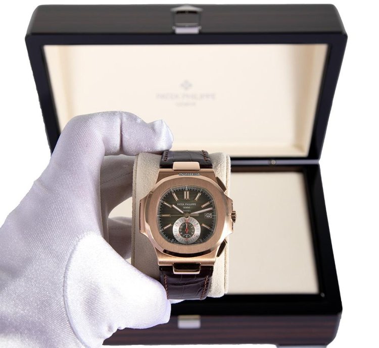 Patek Philippe Nautilus 5980r-001 Tiffany Stamp 18k Rose Gold Brown Index Dial 40 Mm
