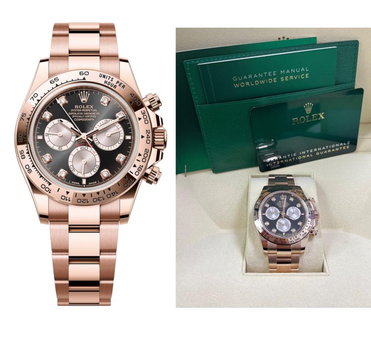 Rolex Daytona Everose Gold Black And Sundust Diamond Dial Oyster Bracelet 126505