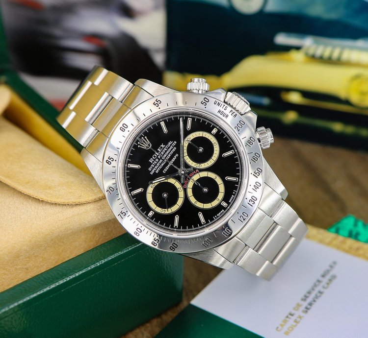 Rolex Daytona Floating Black Dial Cream Patrizzi Subdials Ref 16520 Serial Service 2024