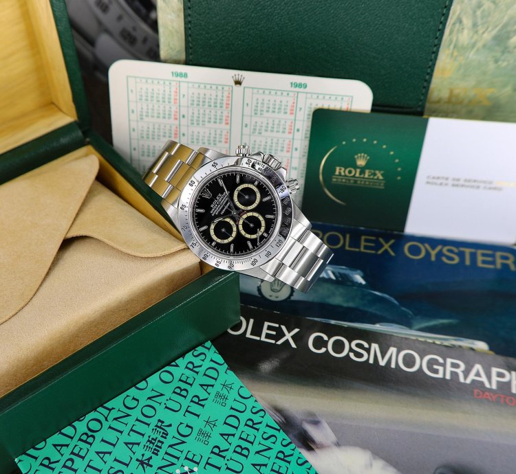 Rolex Daytona Floating Black Dial Cream Patrizzi Subdials Ref 16520 Serial Service 2024