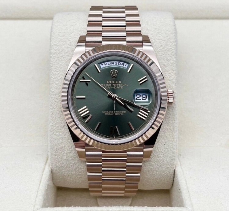 Rolex Day-date 40 Gr Olive Neu 2024 Everose Full Set