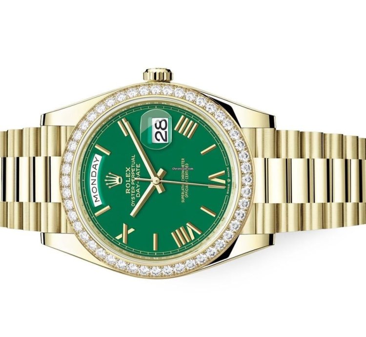 Rolex Day-date 40 Green Dial Diamonds Unworn Full Set 2022