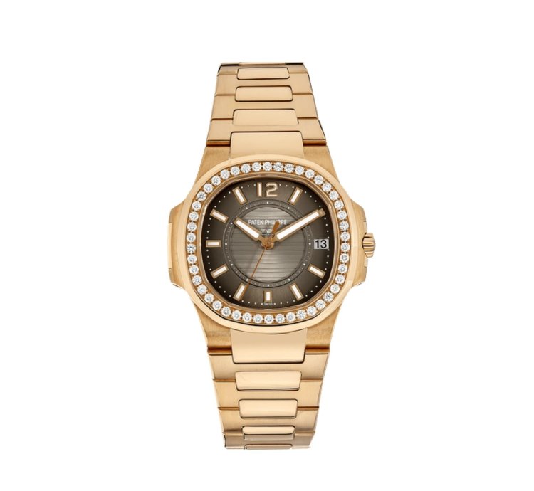Patek Philippe Nautilus 7010 1r-010 Ladies Rose Gold Brown Dial Diamond Bezel 2014