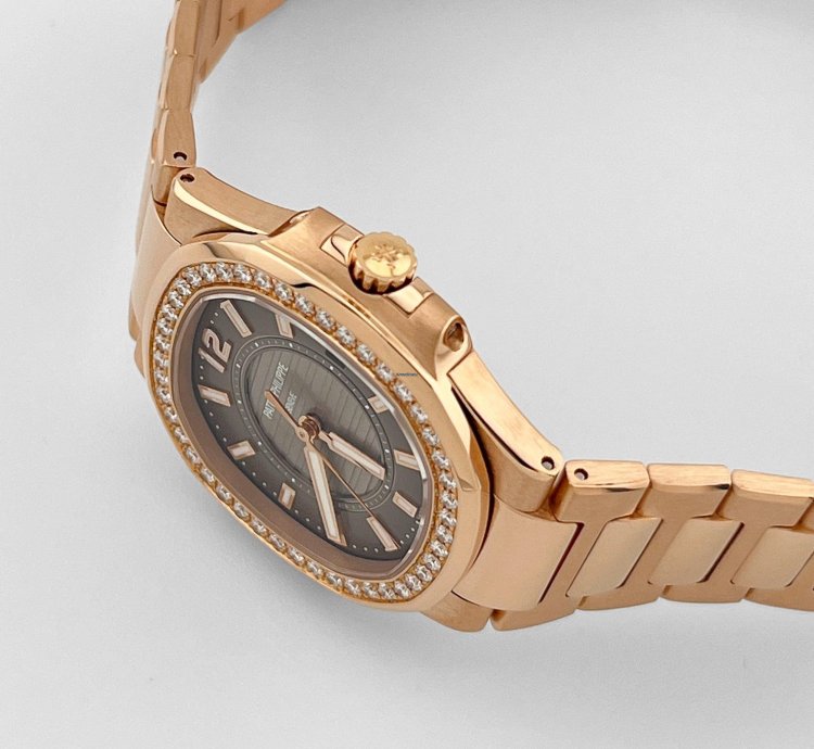 Patek Philippe Nautilus 7010 1r-010 Ladies Rose Gold Brown Dial Diamond Bezel 2014