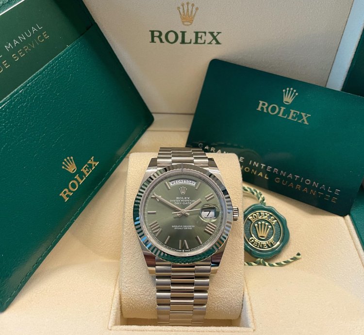 Rolex Day-date 40 Green Dial New Unworn Full Set 2021 White Gold