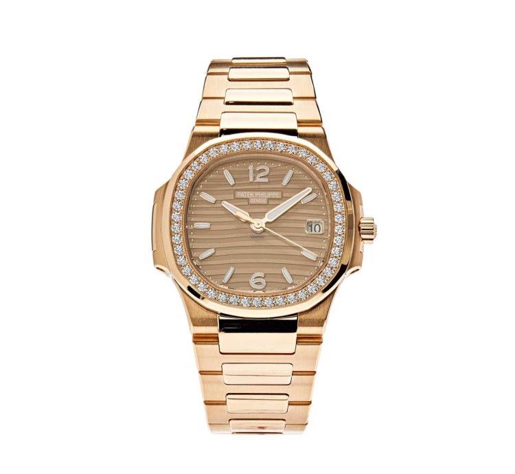 Patek Philippe Nautilus 7010 1r-012 Quartz Rose Gold Diamond Bezel
