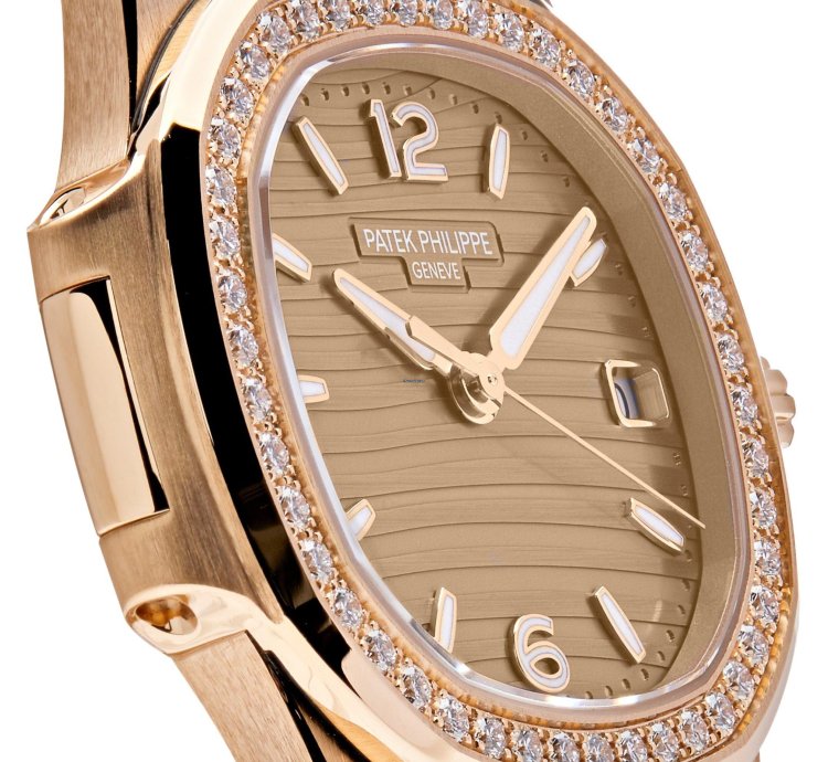 Patek Philippe Nautilus 7010 1r-012 Quartz Rose Gold Diamond Bezel