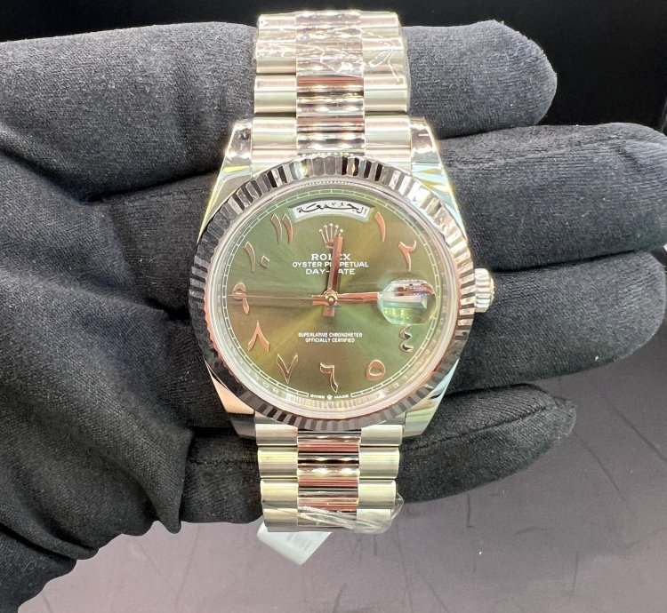 Rolex Day-date 40 Green Dial With Arabic Numerals Full Platinum