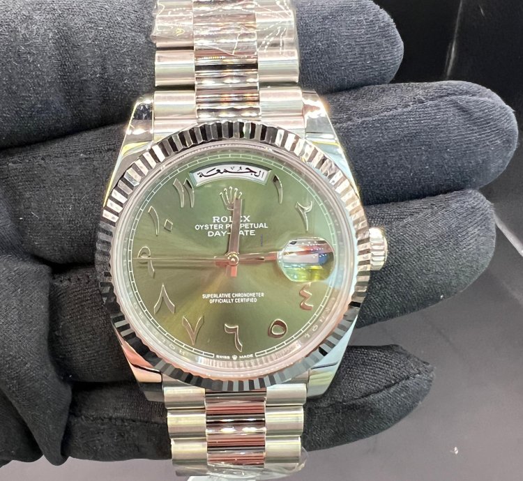 Rolex Day-date 40 Green Dial With Arabic Numerals Full Platinum