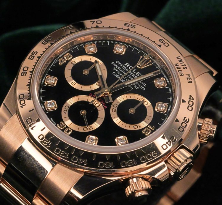 Rolex Daytona Full Set Mint Daytona 40mm Black Dial Diamond Markers Rose Gold 116505