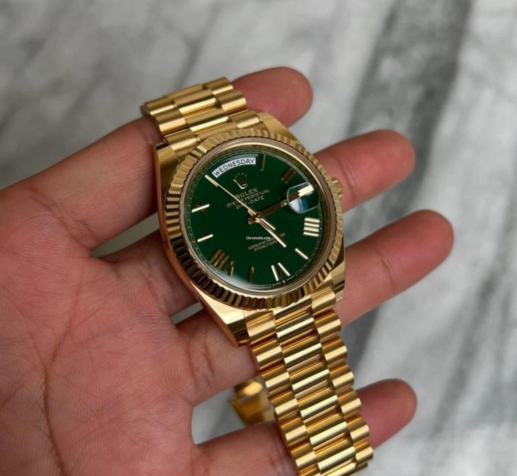 Rolex Day-date 40 Green Roman 18k Yellow Gold Bnib 2025