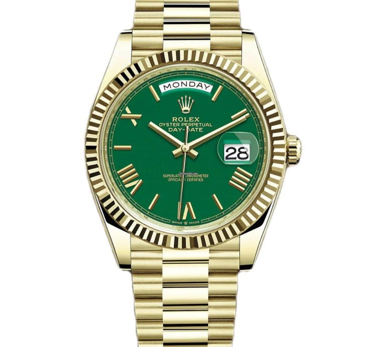 Rolex Day-date 40 Green Roman Dial 18k Yellow Gold President 228238