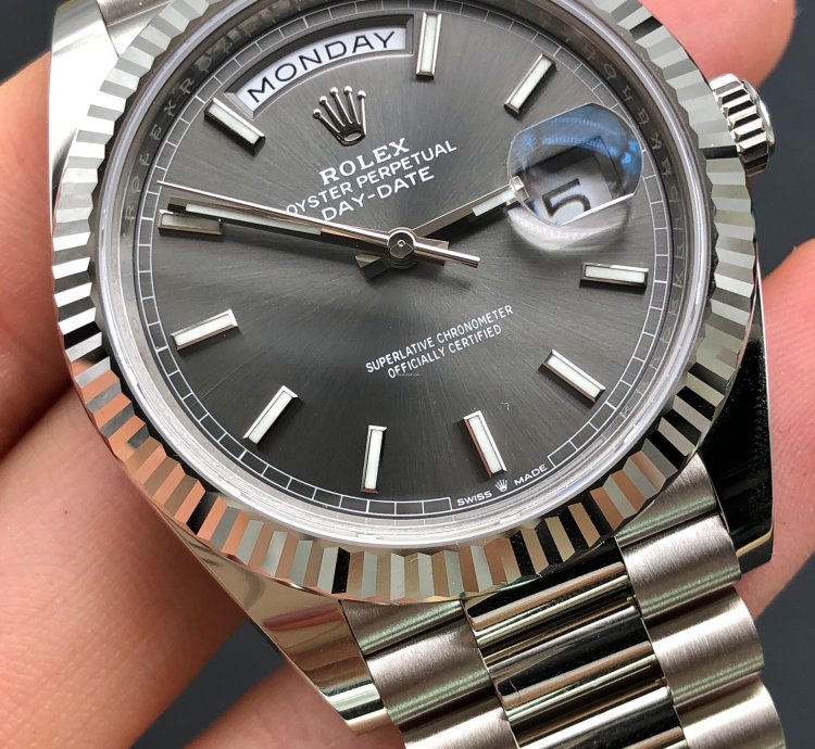 Rolex Day-date 40 Grey Index Dial White Gold President