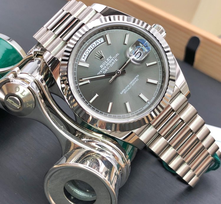 Rolex Day-date 40 Grey Index Dial White Gold President