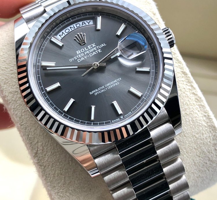 Rolex Day-date 40 Grey Index Dial White Gold President