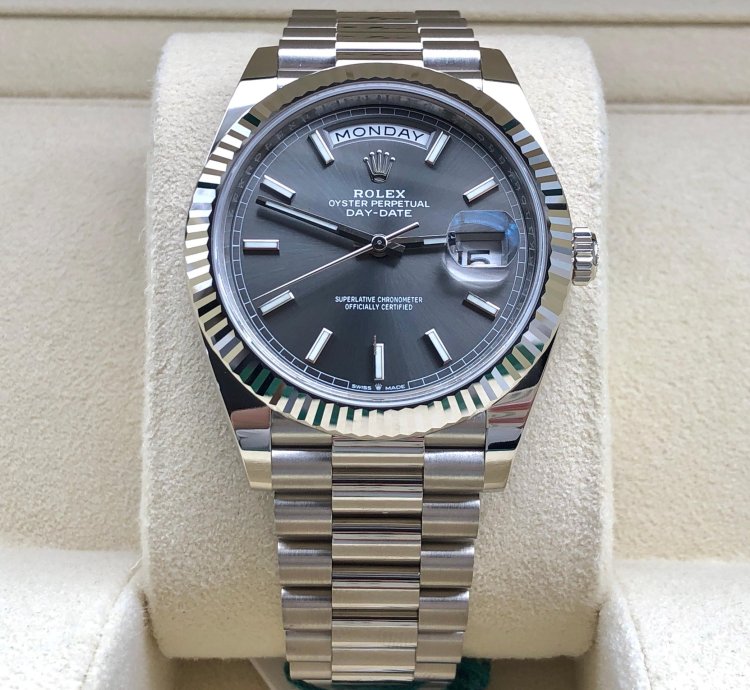 Rolex Day-date 40 Grey Index Dial White Gold President