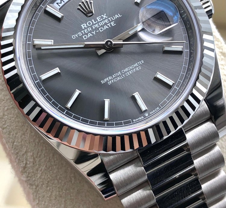 Rolex Day-date 40 Grey Index Dial White Gold President