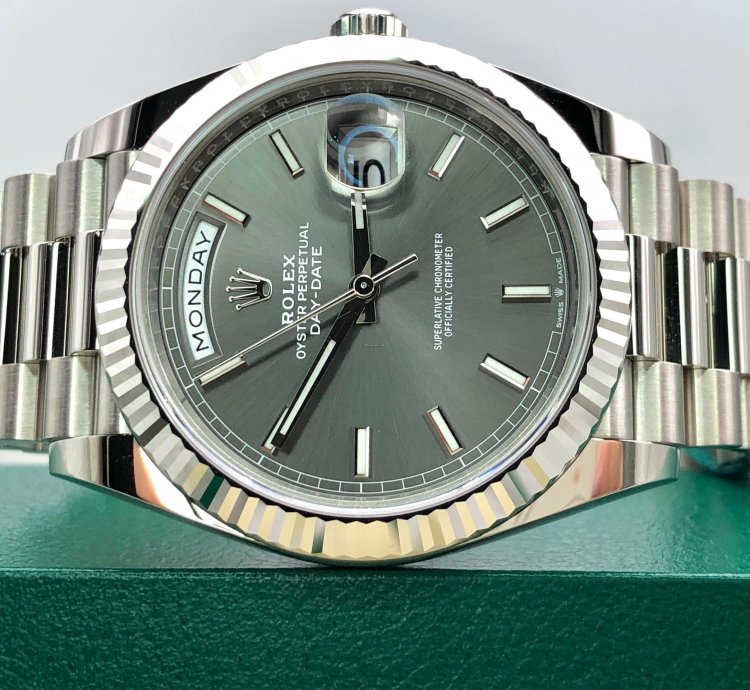 Rolex Day-date 40 Grey Index Dial White Gold President
