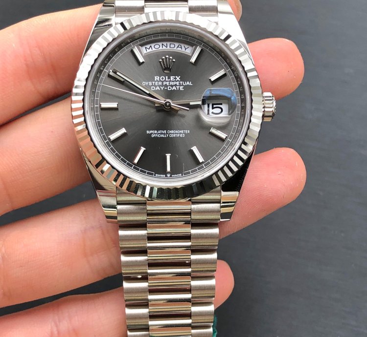 Rolex Day-date 40 Grey Index Dial White Gold President