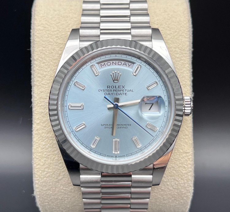 Rolex Day-date 40 Ice Blue Baguette Diamond Dial