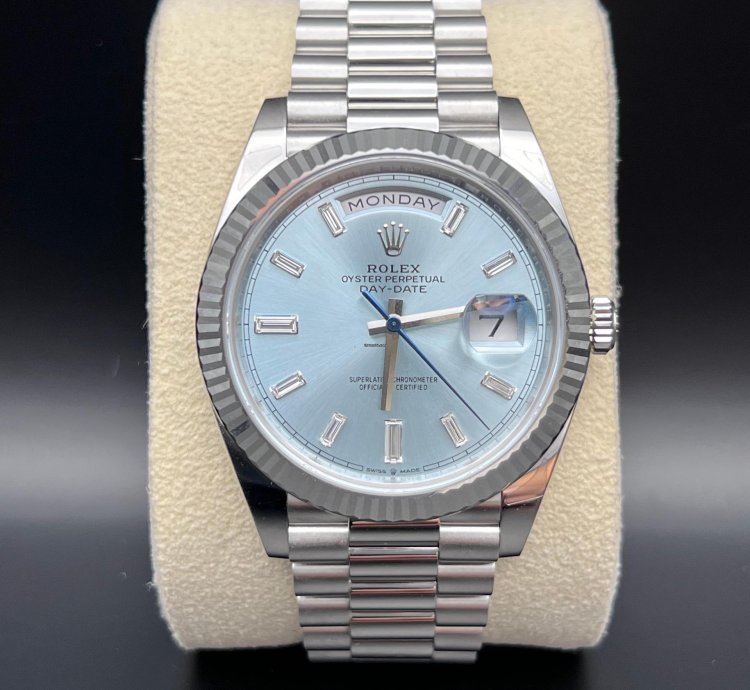 Rolex Day-date 40 Ice Blue Baguette Diamond Dial