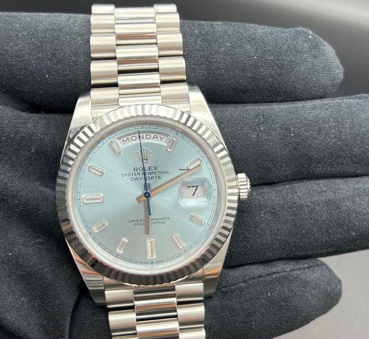 Rolex Day-date 40 Ice Blue Baguette Diamond Dial