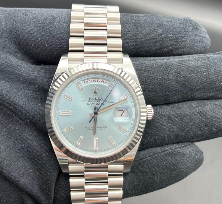 Rolex Day-date 40 Ice Blue Baguette Diamond Dial