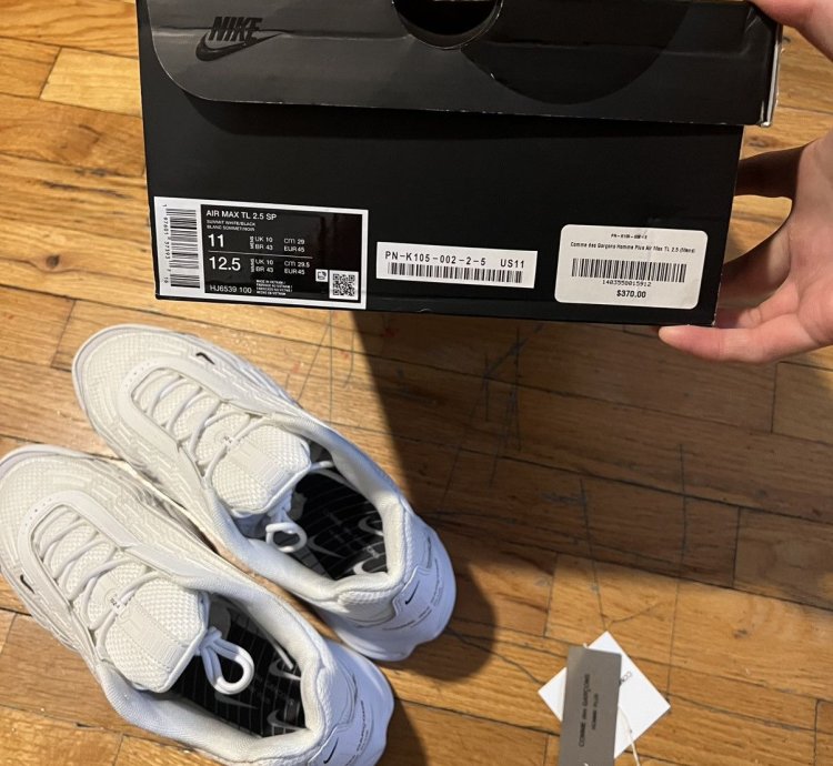 Cdg Nike Air Max Tl 2 5 Comme Des Garcons Homme White Sz 11
