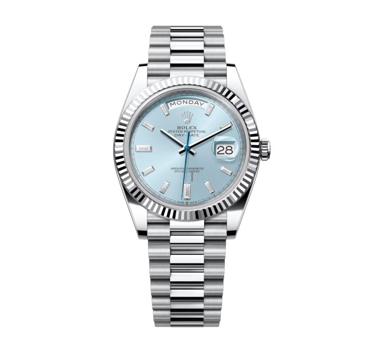 Rolex Day-date 40 Ice Blue Dial Baguette Dial 228236 Unworn Full Set