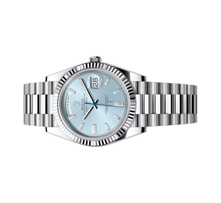 Rolex Day-date 40 Ice Blue Dial Baguette Dial 228236 Unworn Full Set