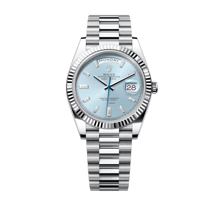 Rolex Day-date 40 Ice Blue Dial Baguette Dial 228236 Unworn Full Set