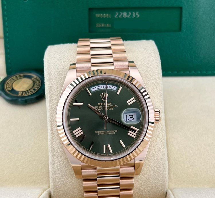 Rolex Day-date 40 In Stock 2023 Day-date 40 Olive Green Roman 228235 18k Everose Gold Presidential Bracelet