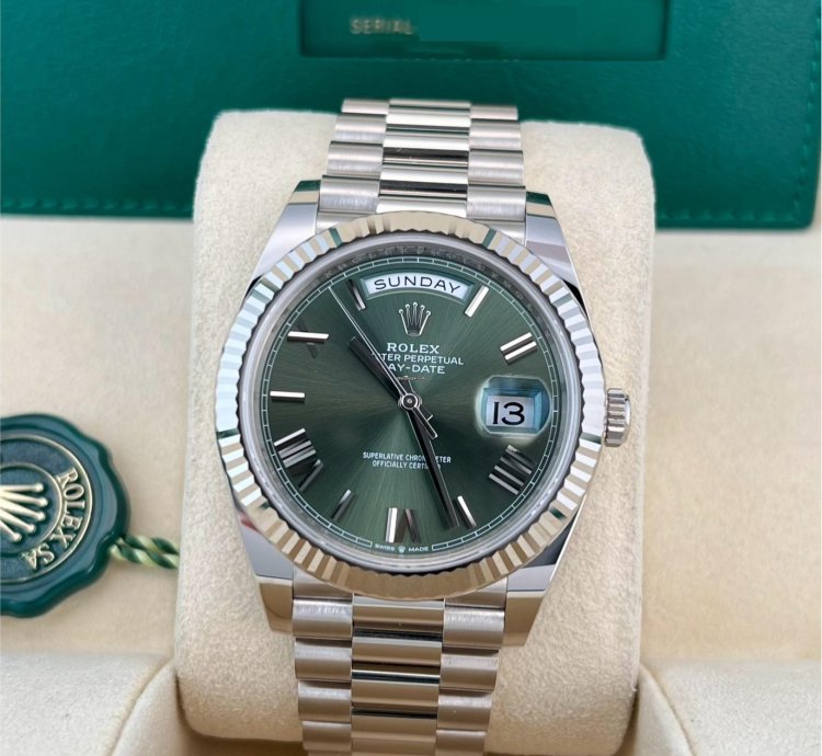Rolex Day-date 40 In Stock 2023 Day-date 40 Olive Roman 228239 18k Wg Presidential Bracelet
