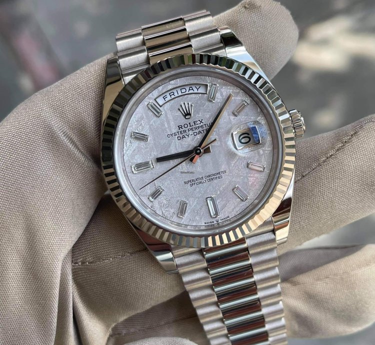 Rolex Day-date 40 Meteorite Baguette Dial 18k White Gold Bnib 2024