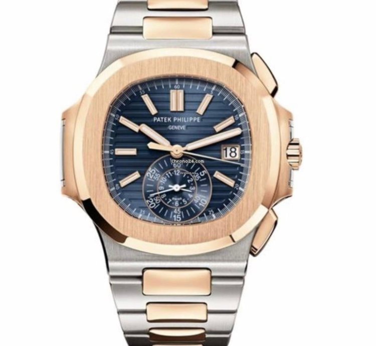 Patek Philippe Nautilus Blue Dial With 2 Tones Rose Gold And Stainless Steel