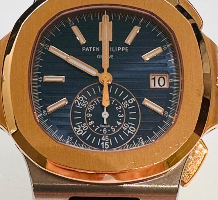 Patek Philippe Nautilus Blue Dial With 2 Tones Rose Gold And Stainless Steel