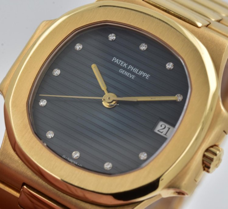 Patek Philippe Nautilus Blue Diamond Dial 18k Yellow Gold 3800 Service 11 2023 3800 1j