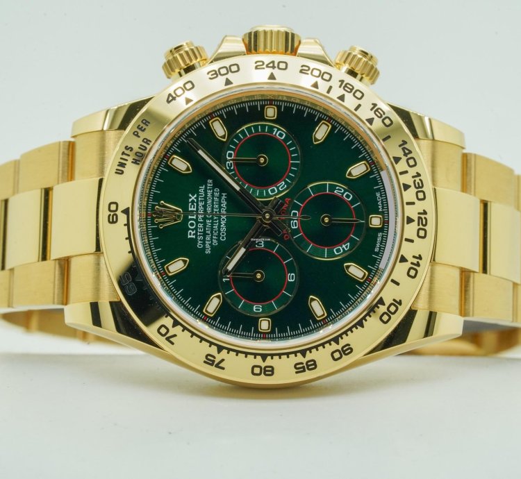 Rolex Daytona Green Dial 116508 Oyster Perpetual Cosmograph Yellow Gold 18k 40mm 2020 Nos