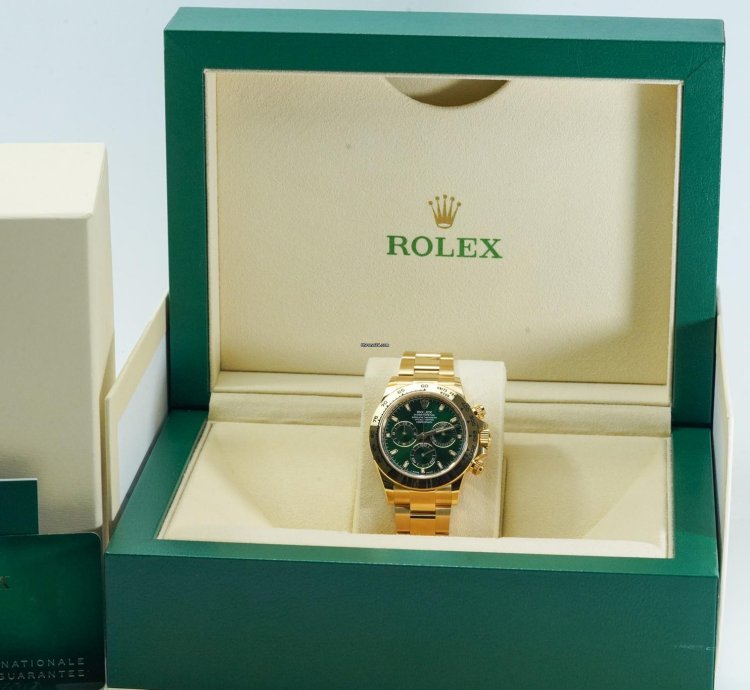 Rolex Daytona Green Dial 116508 Oyster Perpetual Cosmograph Yellow Gold 18k 40mm 2020 Nos