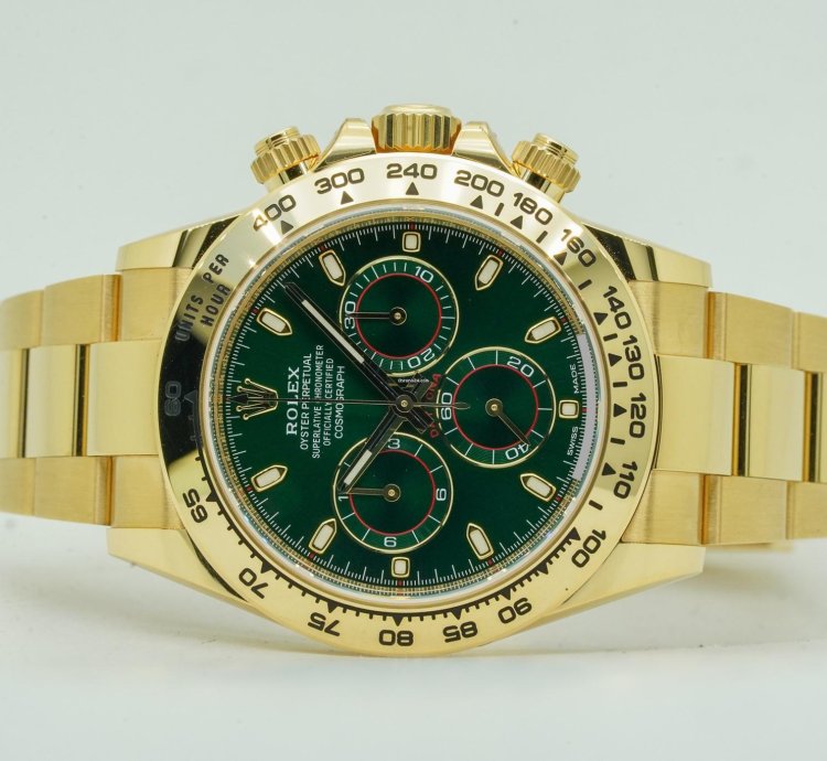 Rolex Daytona Green Dial 116508 Oyster Perpetual Cosmograph Yellow Gold 18k 40mm 2020 Nos