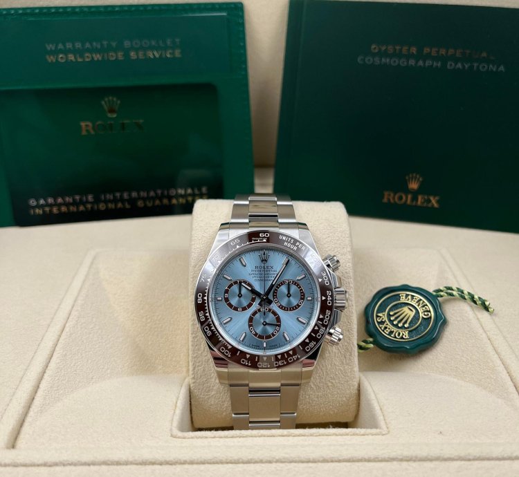 Rolex Daytona Ice Blue Dial Platinum Bracelet Open Caseback 126506 Unworn 2024