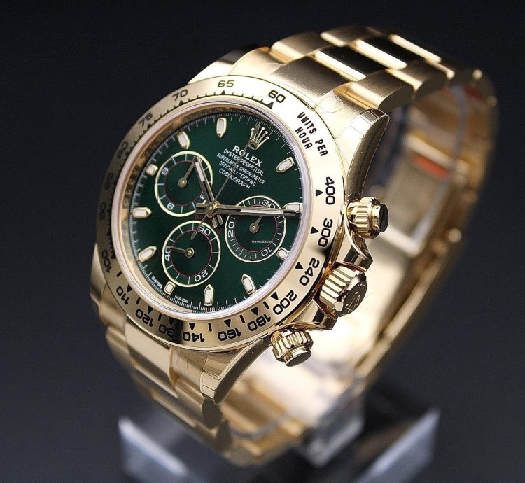 Rolex Daytona In Stock New Full Stickers Daytona Yellow Gold Green Dial Personal Delivery