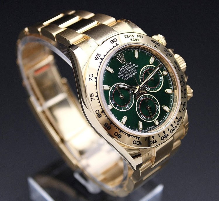 Rolex Daytona In Stock New Full Stickers Daytona Yellow Gold Green Dial Personal Delivery