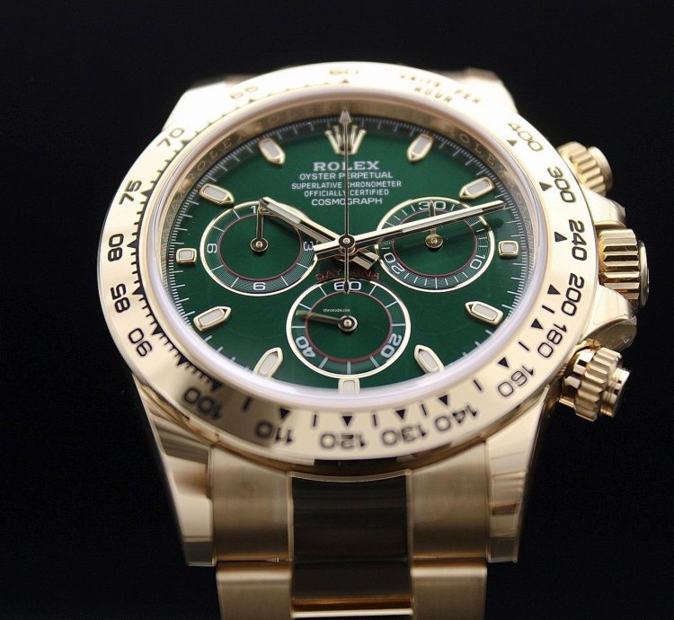Rolex Daytona In Stock New Full Stickers Daytona Yellow Gold Green Dial Personal Delivery