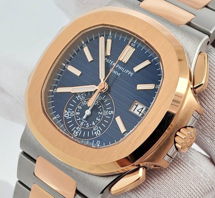 Patek Philippe Nautilus Chronograph 5980 1ar-001 Blue 2-tone 40 5mm Box Papers