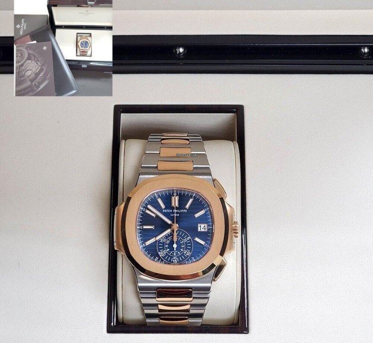 Patek Philippe Nautilus Chronograph 5980 1ar-001 Blue 2-tone 40 5mm Box Papers