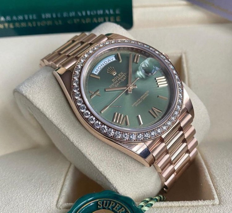 Rolex Day-date 40 New 2022 Day-date 40 228345rbr Green Roman Everose Gold President Diamond