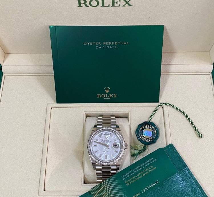 Rolex Day-date 40 New 2022 Day-date 40 White Gold President Meteorite Baguette Dial Diamond-set Bezel